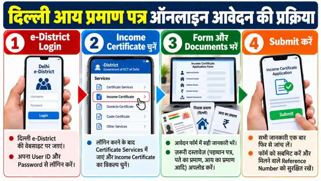 दिल्ली आय प्रमाण पत्र की सरकारी फीस शून्य और निर्धारित समय 14 दिन