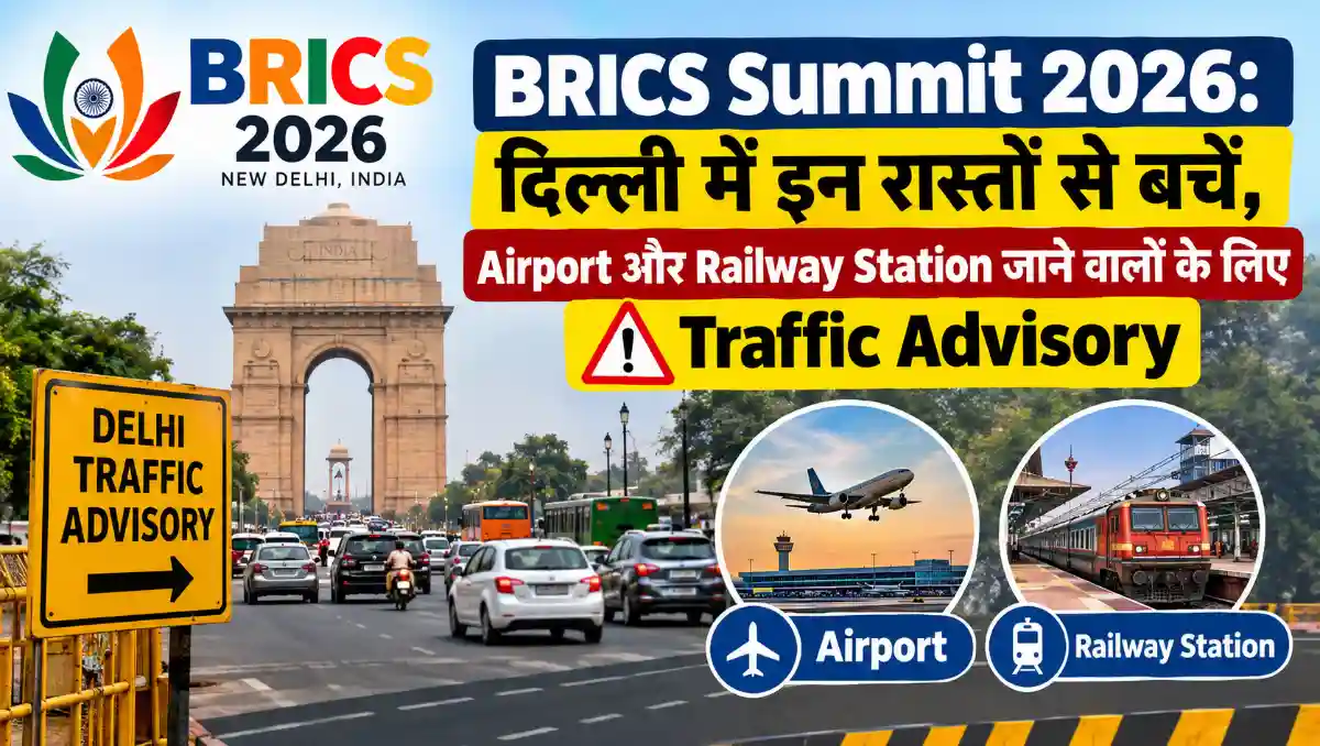 BRICS Summit 2026 के दौरान दिल्ली में Traffic Advisory, Airport और Railway Station जाने वाले यात्रियों के लिए रास्तों और ट्रैफिक प्रतिबंधों की जानकारी