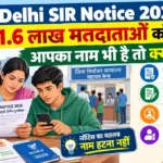 Delhi SIR Notice 2026 में मतदाता परिवार नोटिस, Aadhaar कार्ड और Voter ID के साथ जानकारी की जांच करते हुए, जिसमें नोटिस पढ़ने, दस्तावेज जमा करने और वोटर लिस्ट में नाम चेक करने की प्रक्रिया दर्शाई गई है।