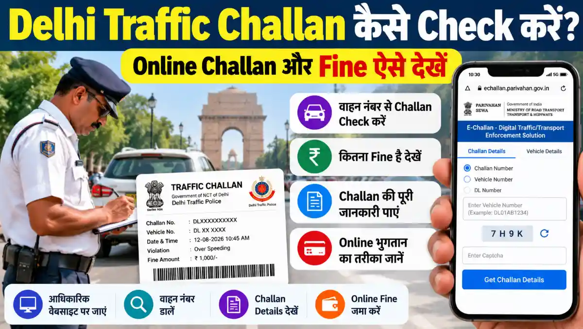 Delhi Traffic Challan ऑनलाइन कैसे Check करें और Vehicle Number से Challan Fine कैसे देखें