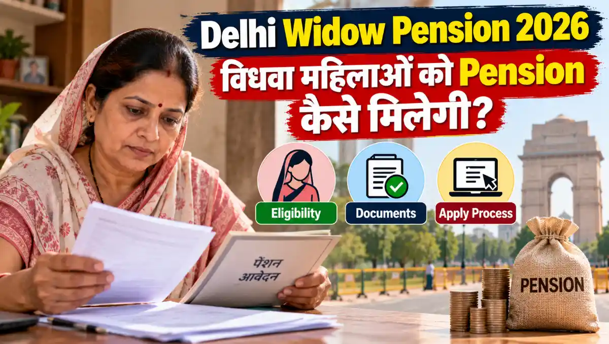 Delhi Widow Pension 2026 में विधवा महिलाओं को पेंशन कैसे मिलेगी, पात्रता, जरूरी दस्तावेज और आवेदन प्रक्रिया