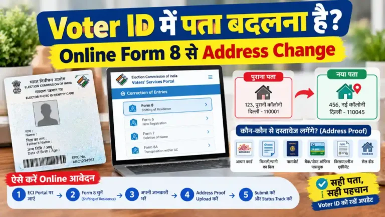 Voter ID में पता बदलने के लिए Online Form 8 से Address Change का तरीका